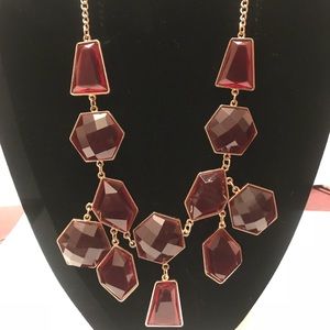 Burgundy and gold statement necklace